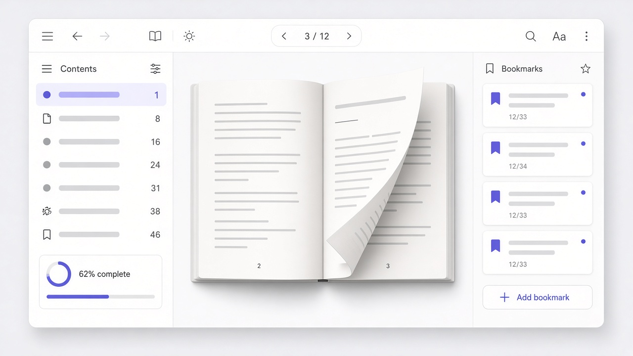 eBook 뷰어 레이아웃 — 목차와 본문